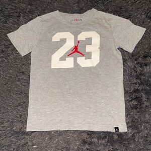 Jordan Gray Tee with Red Logo and 23
